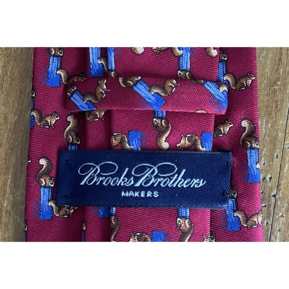 VTG 2 Brooks Brothers Italian 100% Silk Animal Print Mens Ties Chipmunk Seagull - Picture 3 of 8